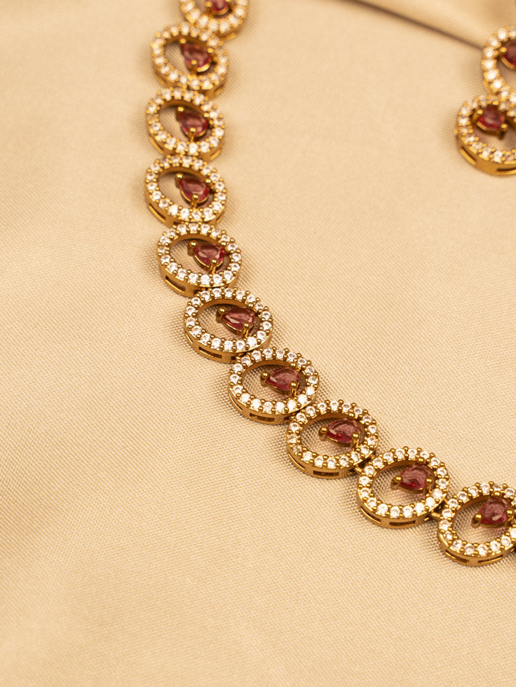 Red Stone Necklace Set – Elegant & Timeless Beauty KC598