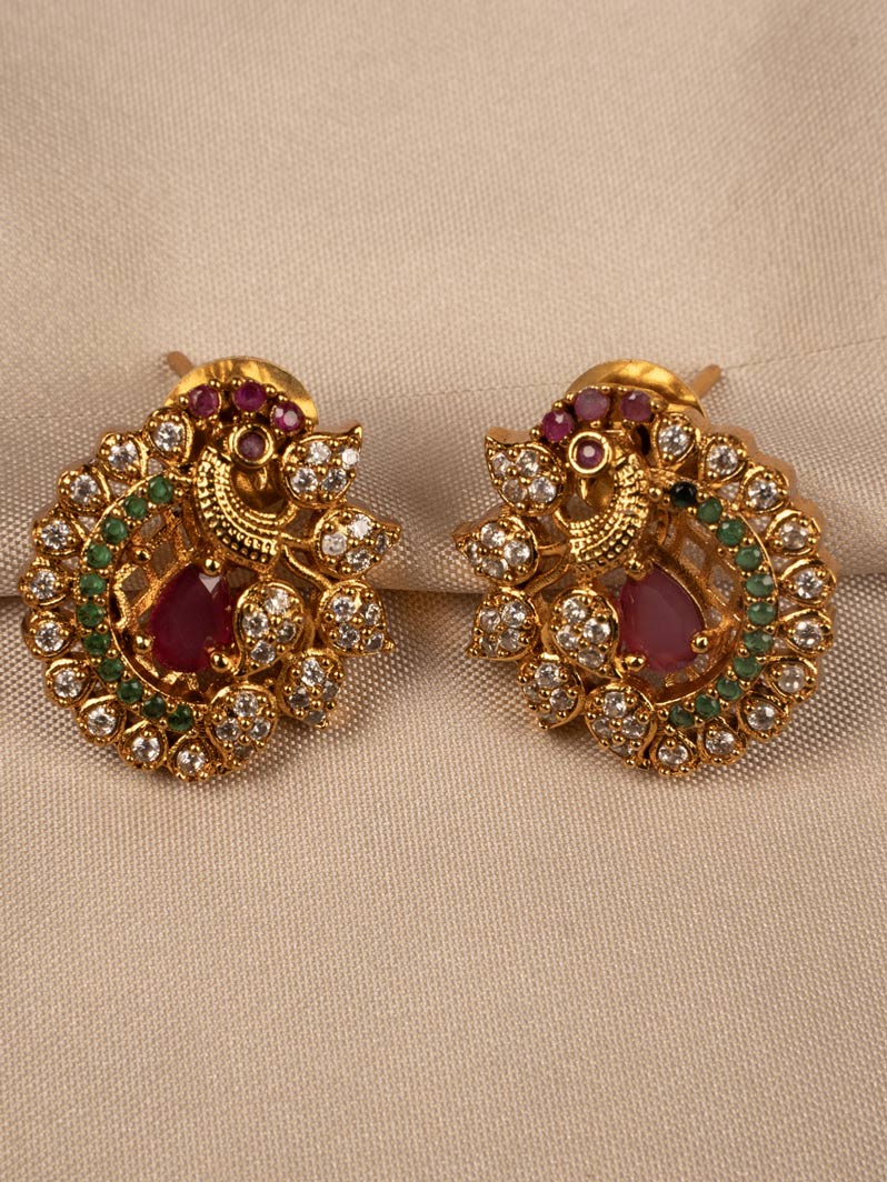 Peacock Designed Pendenat Necklace and earring set KC309