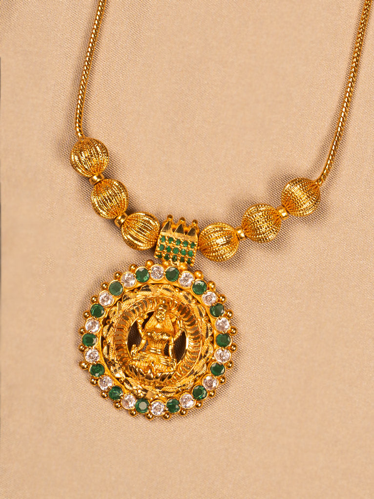 Gold Temple Necklace with Goddess Pendant