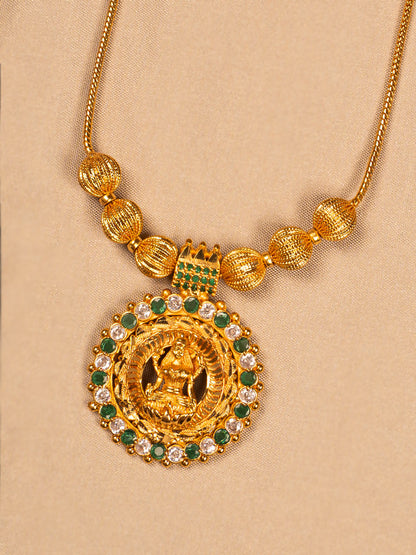 Gold Temple Necklace with Goddess Pendant