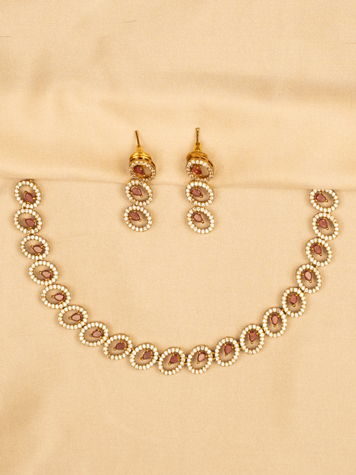 Red Stone Necklace Set – Elegant & Timeless Beauty KC598