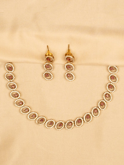 Red Stone Necklace Set – Elegant & Timeless Beauty KC598