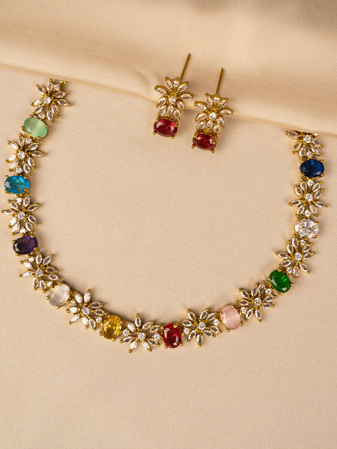 Stunning Multicolour Stone Necklace Set – Vibrant & Elegant KC578