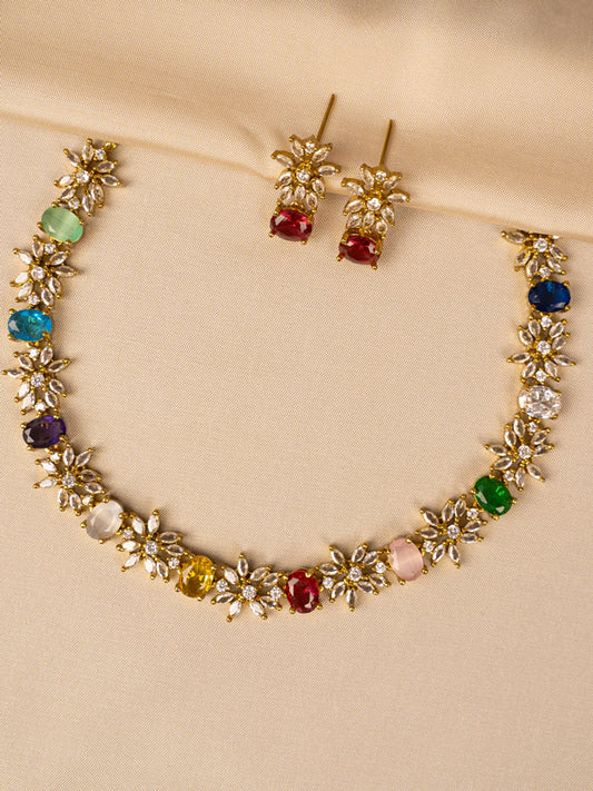 Stunning Multicolour Stone Necklace Set – Vibrant & Elegant KC578