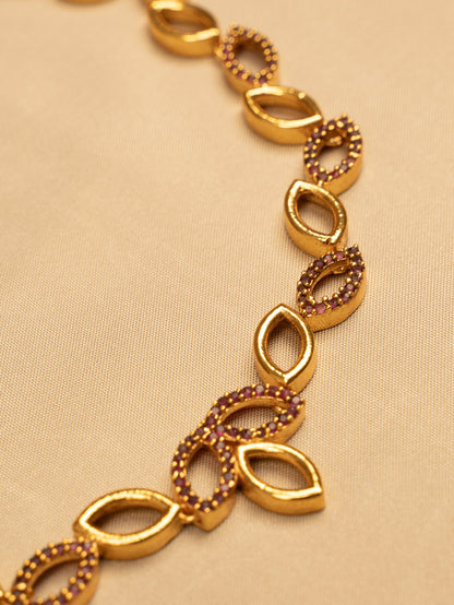 Elegant Simple Red Necklace – Leaf Design, Premium Quality KC567