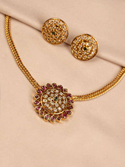 Necklace With Round Pendant Temple jewellery design KC310