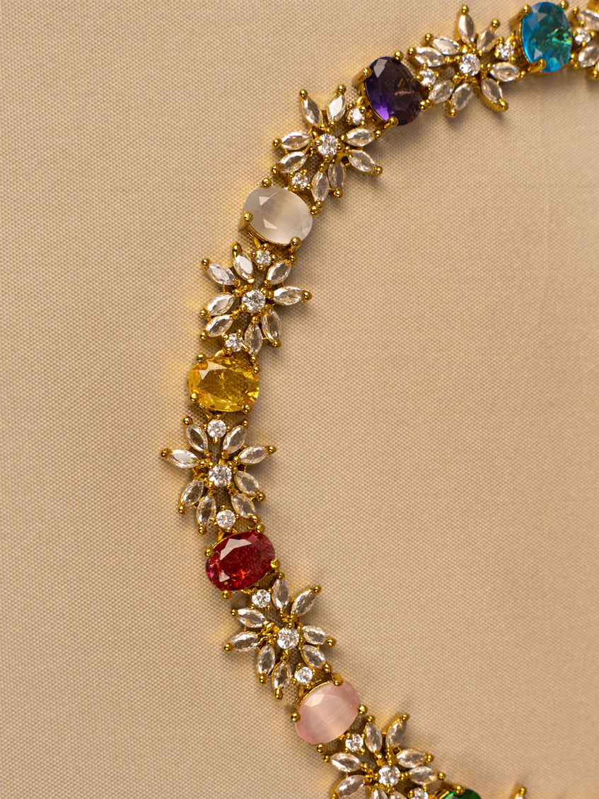 Stunning Multicolour Stone Necklace Set – Vibrant & Elegant KC578