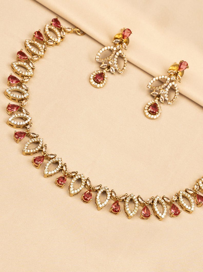 Red Simple Necklace Set – Elegant & Minimalistic KC604