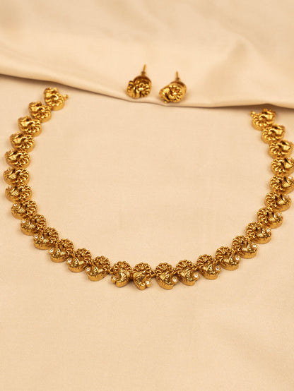 Gold and White Stone Necklace – Elegant & Timeless KC602