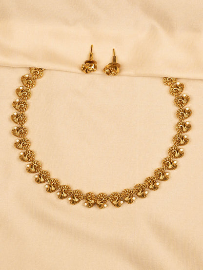 Gold and White Stone Necklace – Elegant & Timeless KC602
