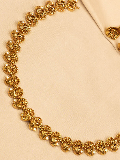 Gold and White Stone Necklace – Elegant & Timeless KC602