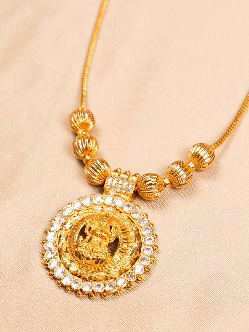 White Stone Lakshmi Temple Necklace