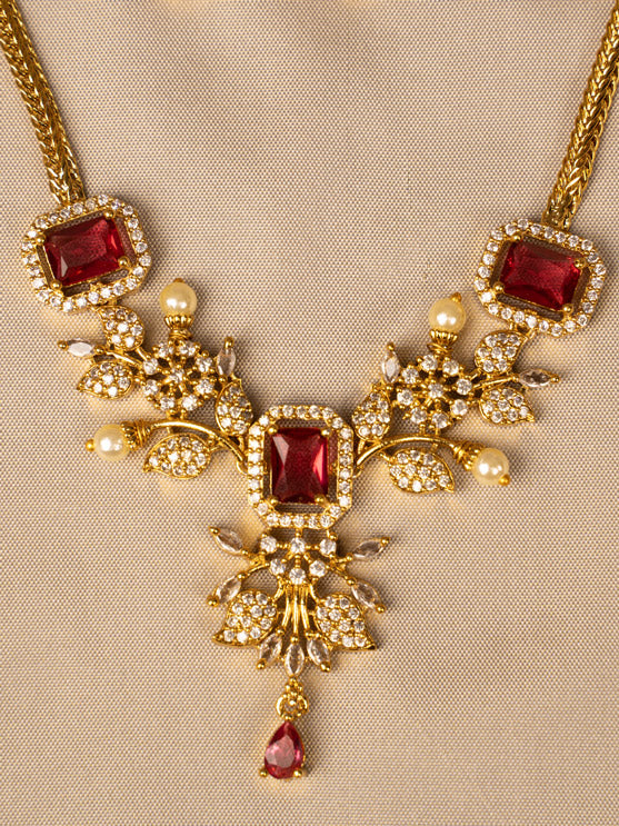 Elegant Ruby Red Necklace – Classic & Timeless Beauty  KC580