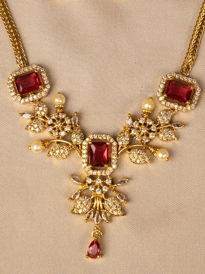 Elegant Ruby Red Necklace – Classic & Timeless Beauty  KC580