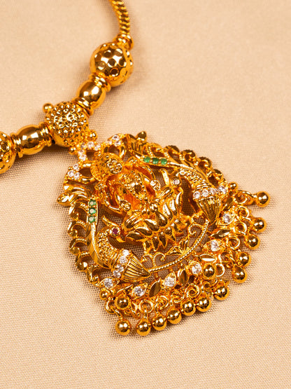 Elegant Lakshmi Pendant Necklace – Goddess Lakshmi Sitting on Lotus