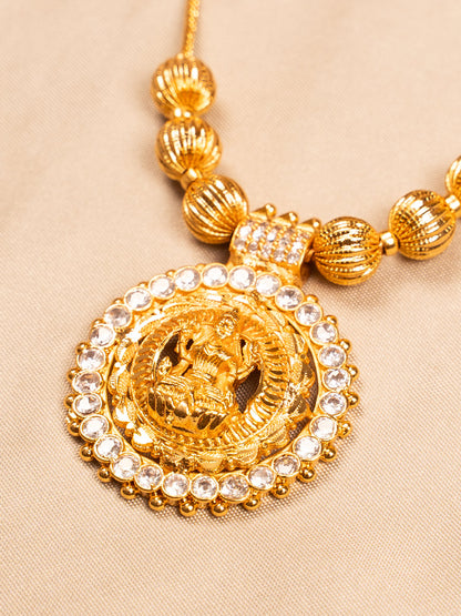 White Stone Lakshmi Temple Necklace