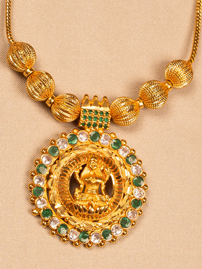 Gold Temple Necklace with Goddess Pendant