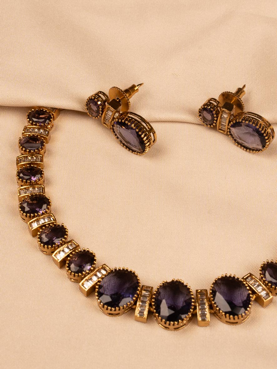 Exquisite Purple Stone Bridal Necklace Regal & Elegant for Brides KC312