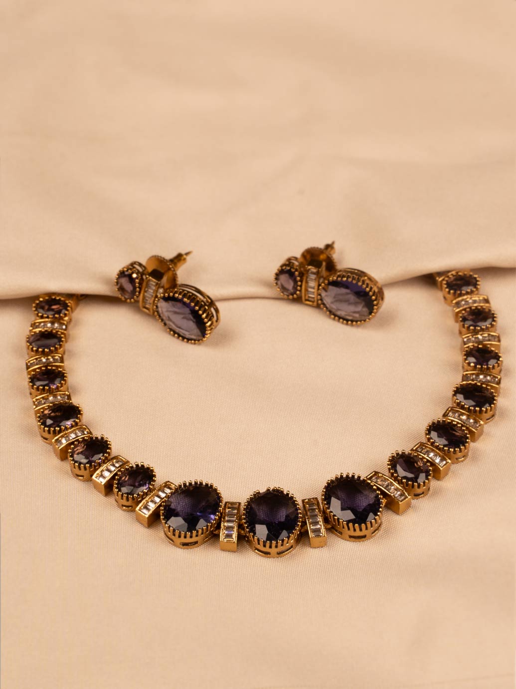 Exquisite Purple Stone Bridal Necklace Regal & Elegant for Brides KC312
