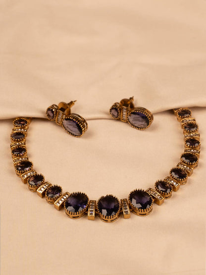 Exquisite Purple Stone Bridal Necklace Regal & Elegant for Brides KC312