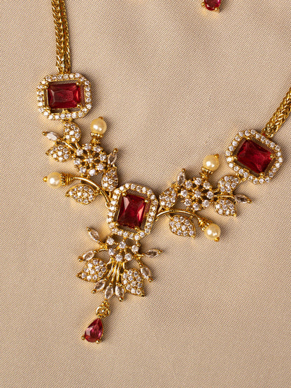 Elegant Ruby Red Necklace – Classic & Timeless Beauty  KC580