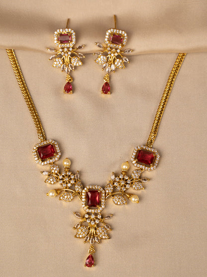 Elegant Ruby Red Necklace – Classic & Timeless Beauty  KC580