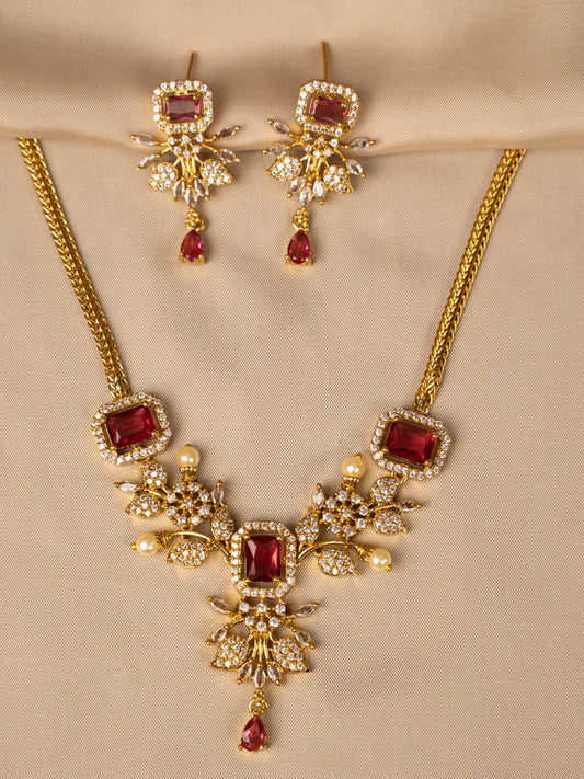 Elegant Ruby Red Necklace – Classic & Timeless Beauty  KC580