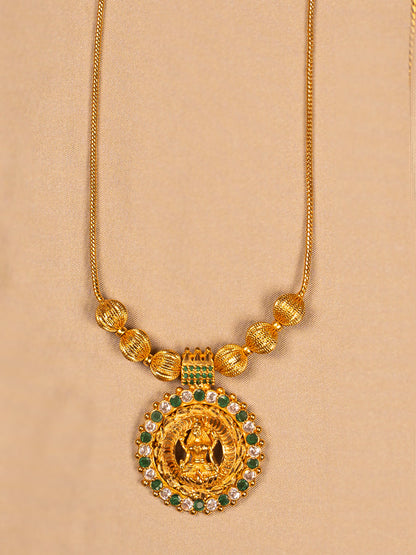 Gold Temple Necklace with Goddess Pendant