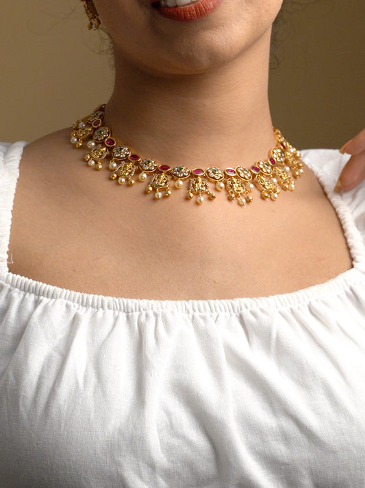 Elegant Gold Necklace for Women Temple Jewellery KC359