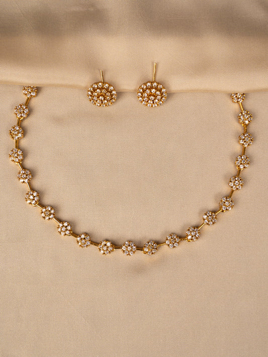 Elegant White Stone Necklace Set – Timeless & Graceful KC582